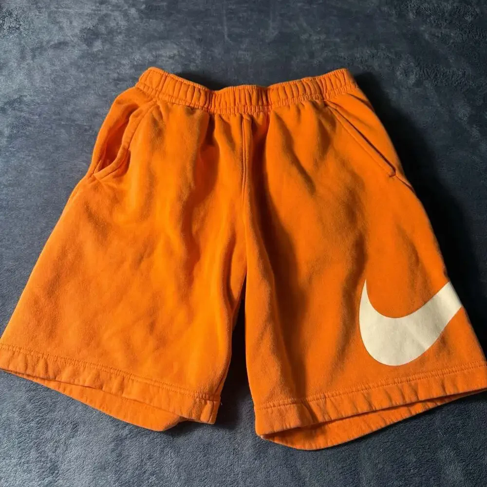 Nike Sportswear NSW Club Graphic Swoosh French Terry Orange Shorts Size S
